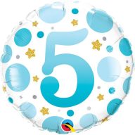 5-ös Számos Pöttyös Kék Age 5 Blue Dots Fólia Lufi