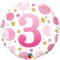 3-as Számos Pöttyös Rózsaszín Age 3 Pink Dots Fólia Lufi