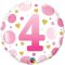 4-es Számos Pöttyös Rózsaszín Age 4 Pink Dots Fólia Lufi
