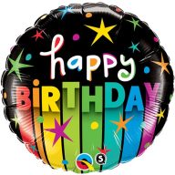 Fólia Lufi - szülinapi - Birthday Colorful Stripes - 46 cm