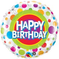   Fólia Lufi - Szülinapi színes pöttyös - Happy Birthday - 46cm