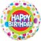 Fólia Lufi - Szülinapi színes pöttyös - Happy Birthday - 46cm