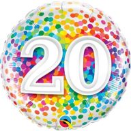 20 Rainbow Confetti Szülinapi Fólia Lufi