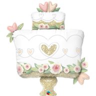   Fólia lufi - Szívecske Mintás Csillogó Esküvői Torta Forma - 103 cm