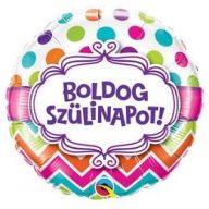 Fólia Lufi - Boldog Szülinapot színes pöttyös - 46cm