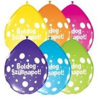   Gumi Lufi - Levegővel fújható - Boldog Szülinapot Nagy Pöttyös Lufi - 28 cm, 6 db