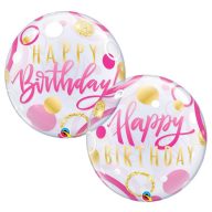Birthday Pink & Gold Dots Szülinapi Bubble Lufi
