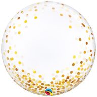   Buborék Lufi - Deco - Arany Konfetti Pöttyös Mintás - 56cm