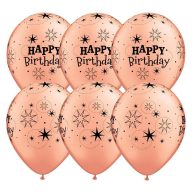   Gumi Lufi - Csomag - Szikrázó Csillagos Happy Birthday - Rózsaarany Gumi - 6 db, 28 cm