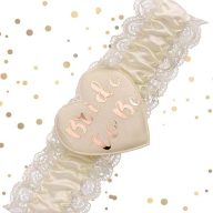   Harisnyakötő Lánybúcsúra - Rosegold Bride to Be Felirattal - Krémszínű