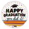 Szivárványcsíkos Happy Graduation Ballagási Lufi, 46 cm