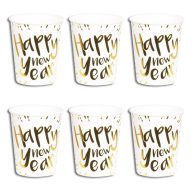   Happy New Year Mintás Fehér Arany Parti Pohár - 250 ml, 6 db-os