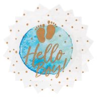   Szalvéta - Hello Boy - Babaszületésre - 33 cm x 33 cm, 20 db-os