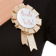   Kitűző - Lánybúcsúra - Rosegold Glitteres Bride To Be Rozettás
